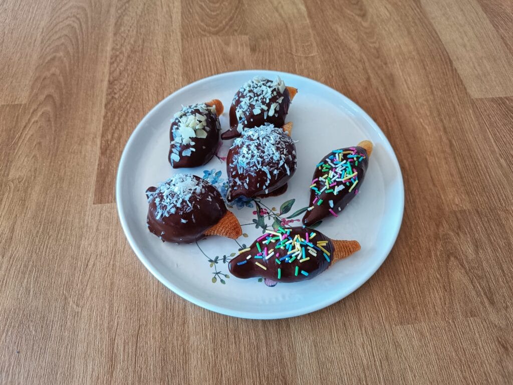 smażony makaron conchiglioni na słodko