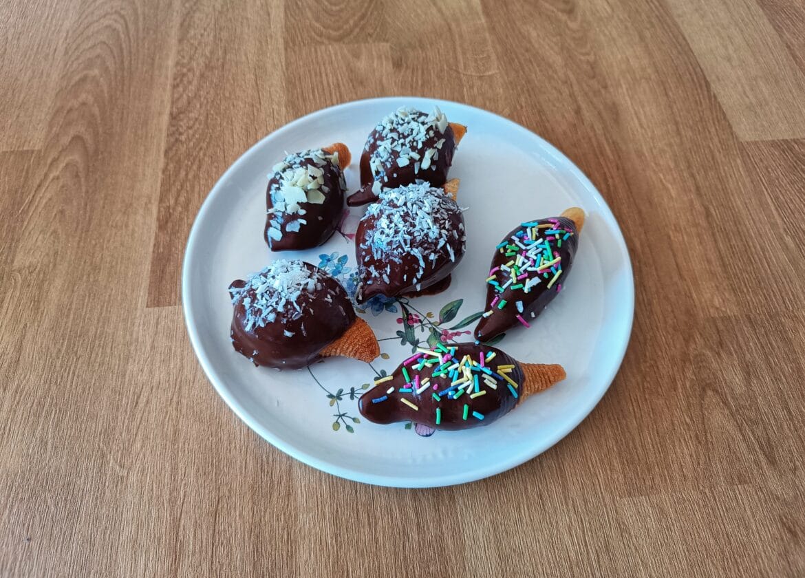 smażony makaron conchiglioni na słodko