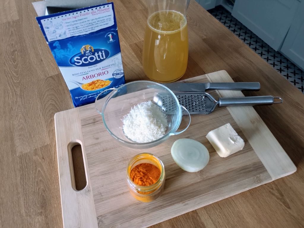 składniki na risotto z kurkumą